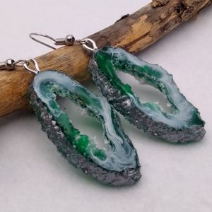 New! Agate Geode Resin Earrings - Beautiful and Lightweight!